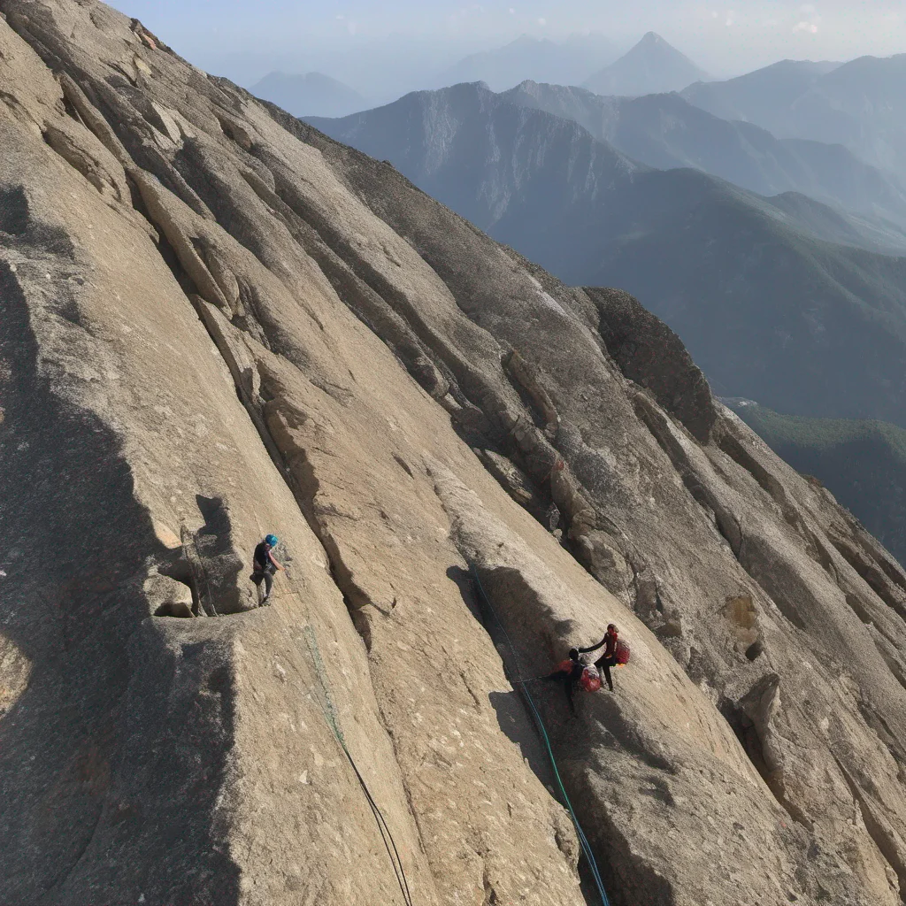 aia climber on one side of the mountain%2C a female climber on the other side of the mountain