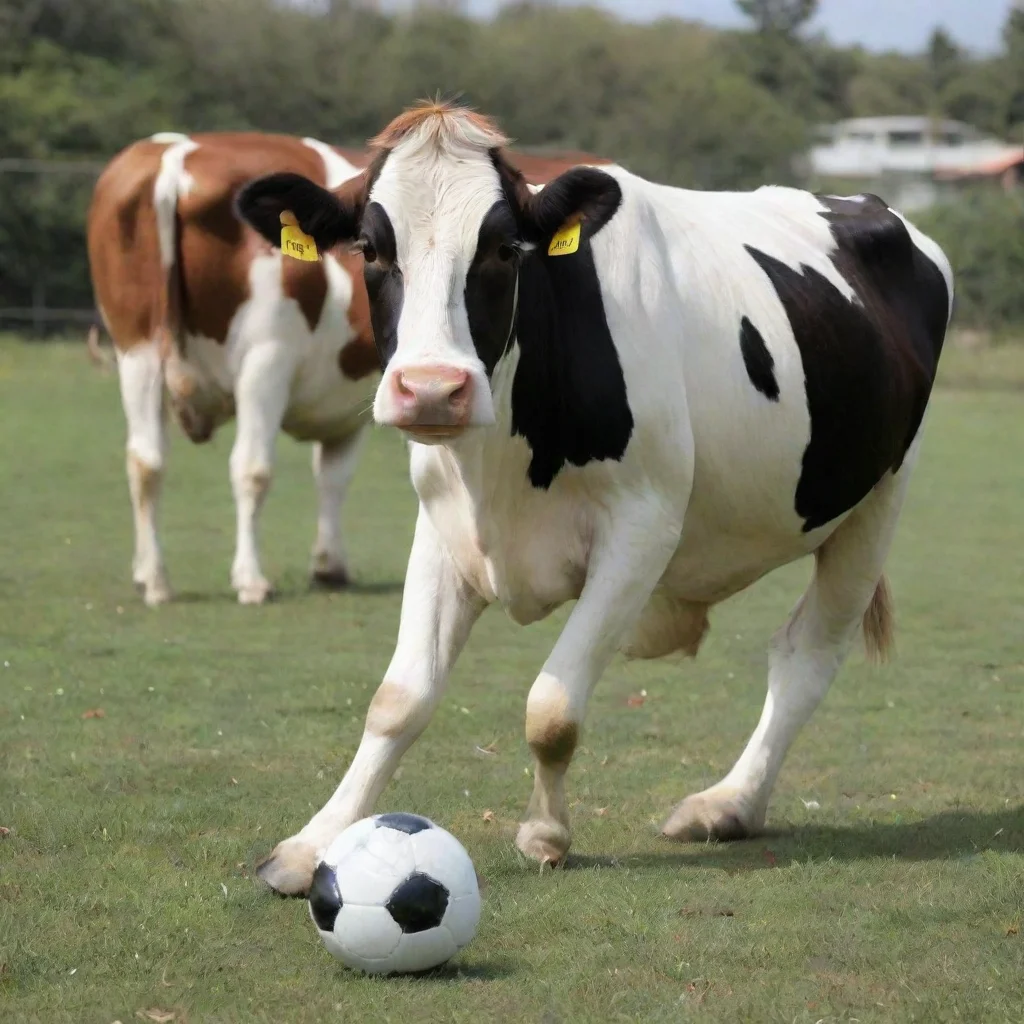 aia cow play soccer with leonel messi