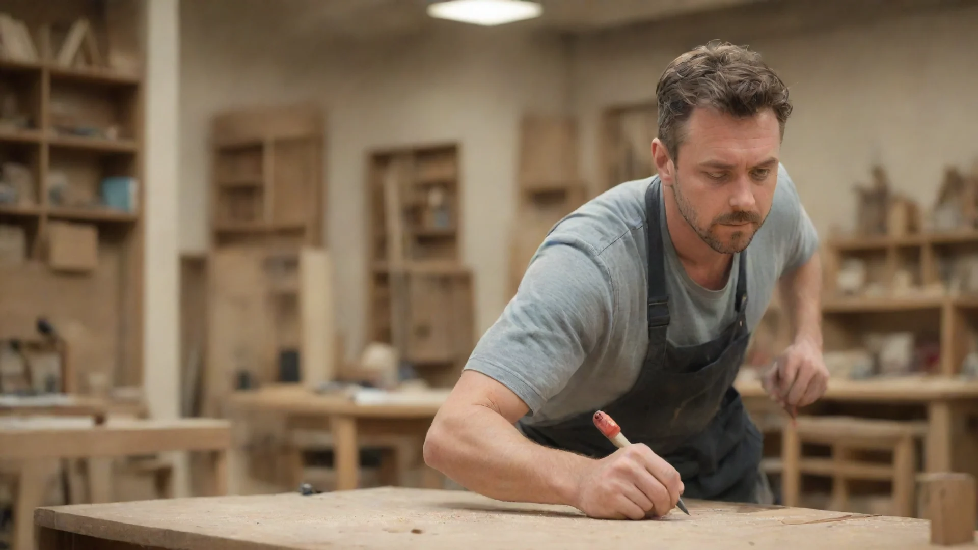 aia craftsman working on furniture%2C blurred workshop in the background%3B craftsman can only be seen from behind hdwidescreen