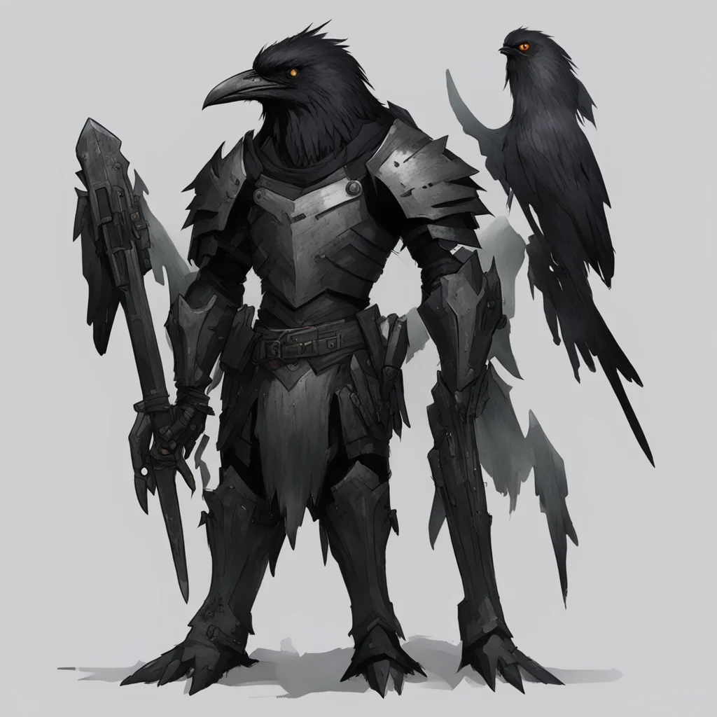 aia crow person  full  armor with dual weapons and a scar on left eye concept art amazing awesome portrait 2