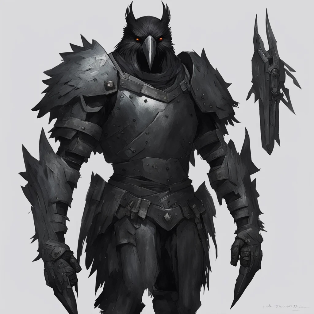 a crow person  full  armor with dual weapons and a scar on left eye concept art good looking trending fantastic 1