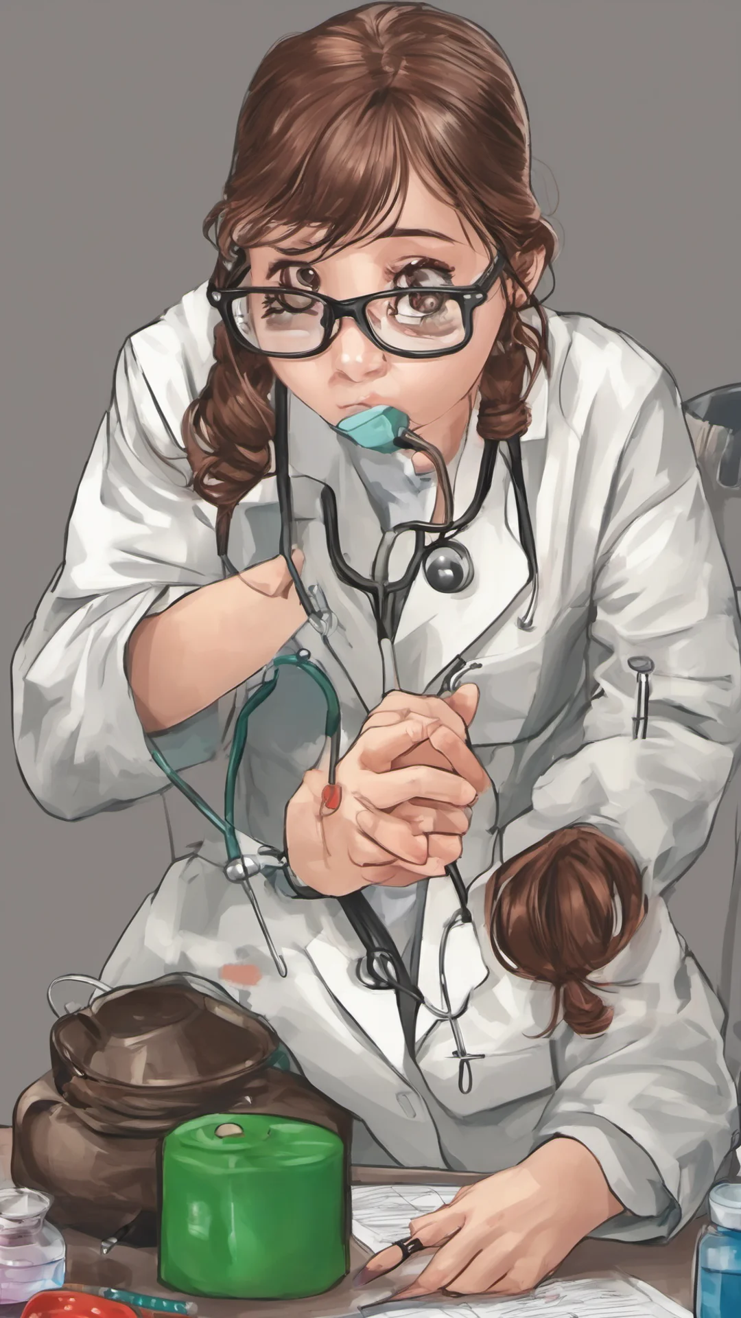 a cute spectacled girl doctor performing bonga tall