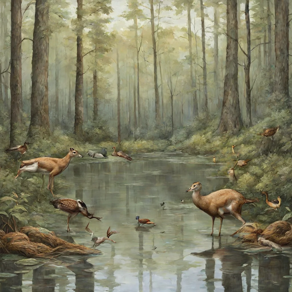 aia deer and turkey and duck and flying ducks in the woods at a pond amazing awesome portrait 2