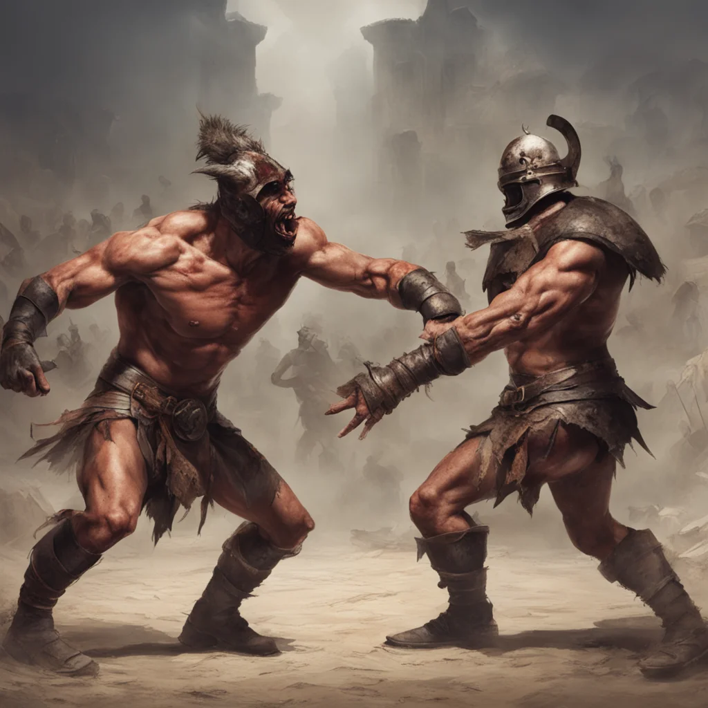 aia demon fighting a gladiator 
