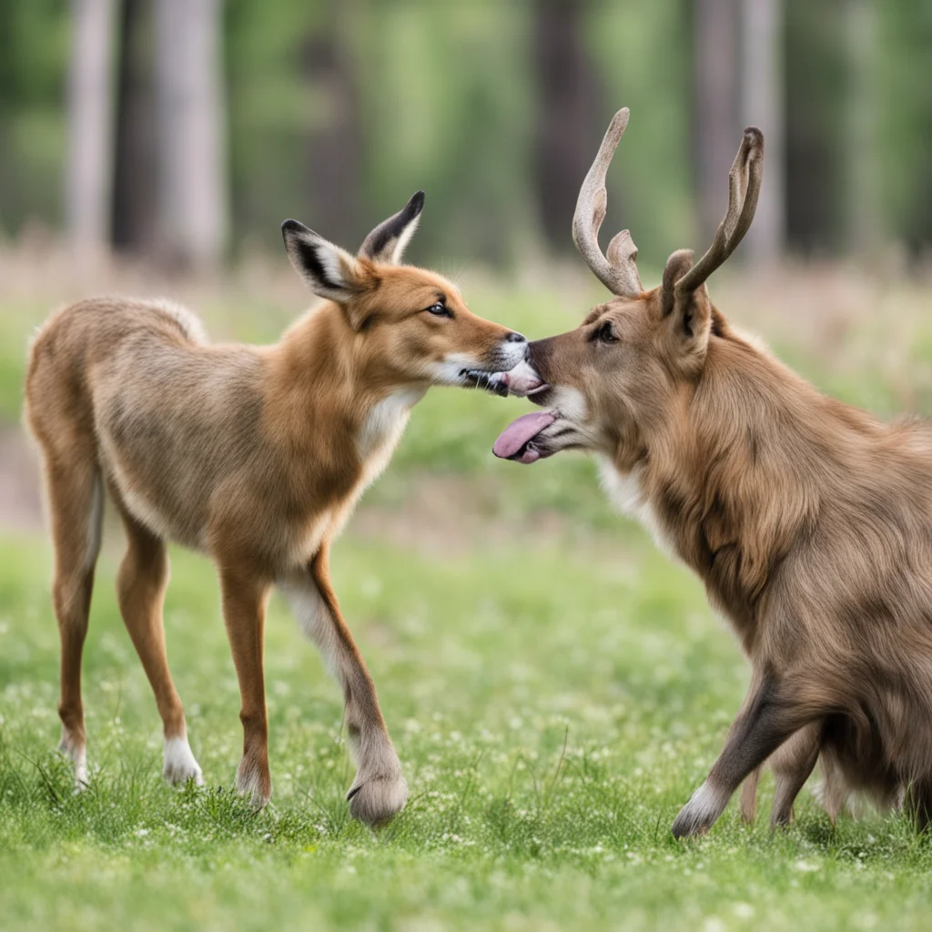 aia dog biting a deer%27s tail