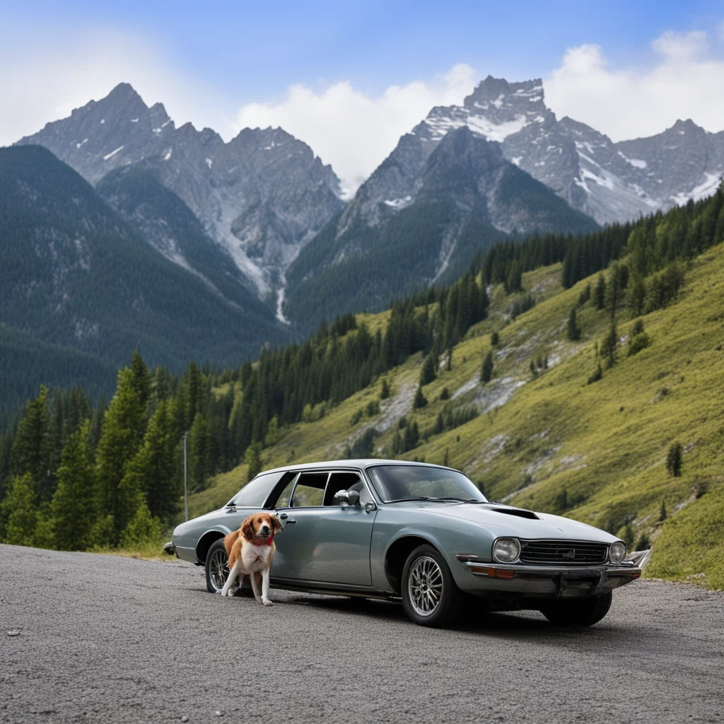 aia dog visiting mountain with his car amazing awesome portrait 2