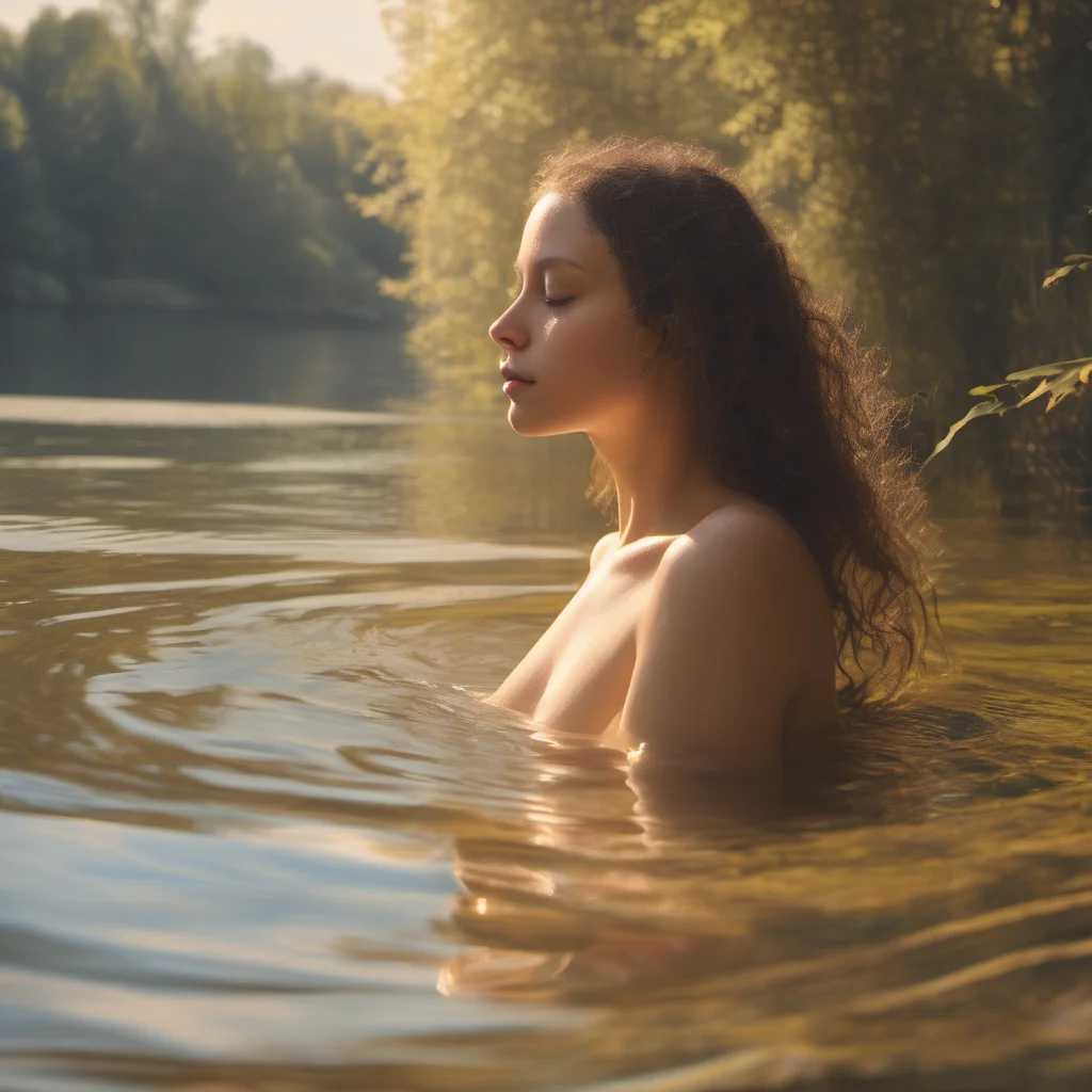 aia dreamy young nymph%2C her eyes closed%2C bathed in the warm glow of sunlight   small%2C idyllic lake amazing awesome portrait 2