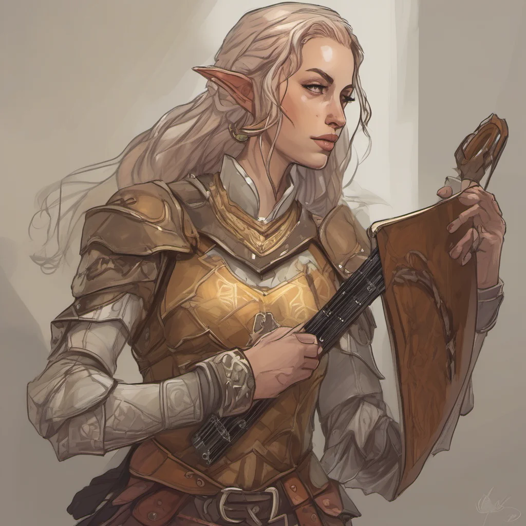 a female elf paladin who is also a bard confident engaging wow artstation art 3