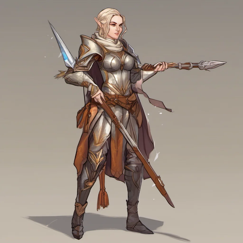 a female elf paladin who is also a bard