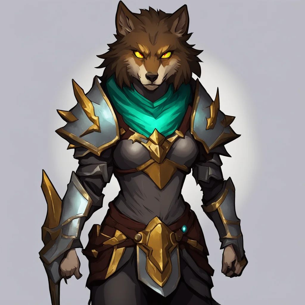 aia female worgen mage wearing dragon armor in the style of twokinds lp