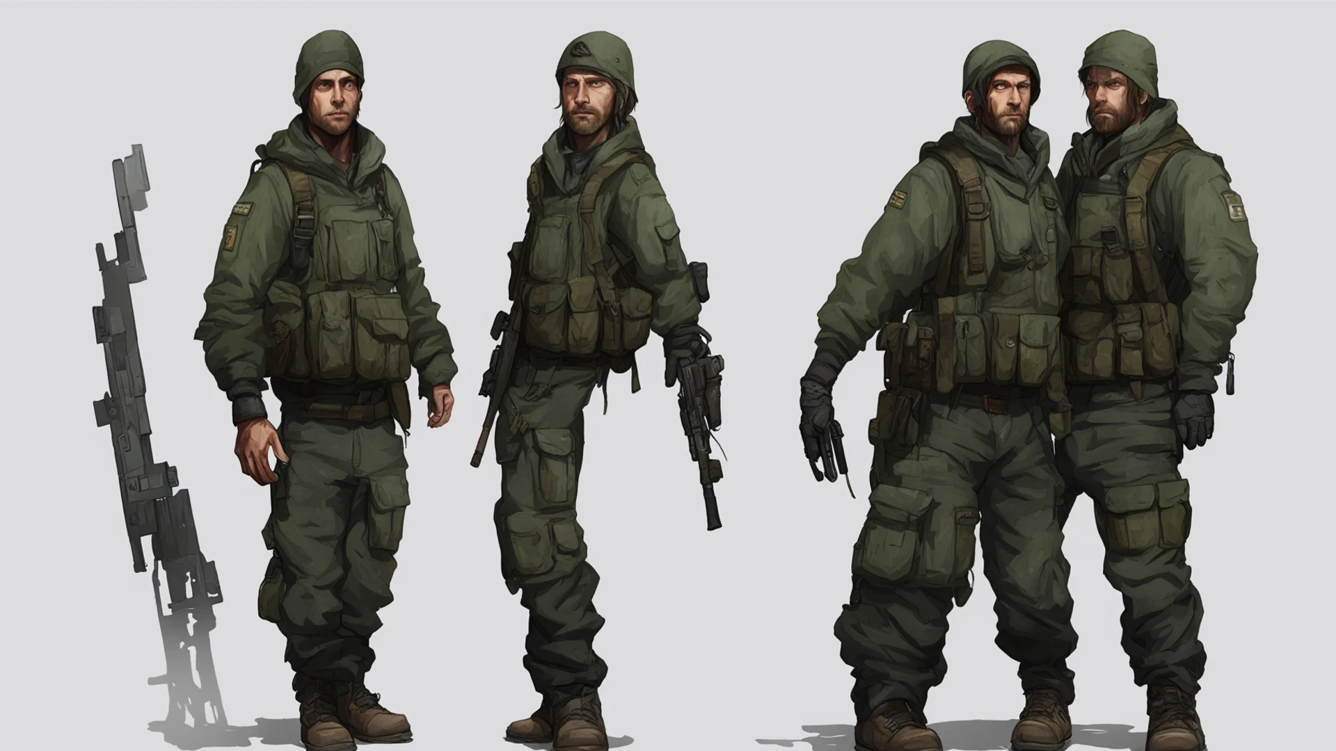 a game character concept art inspired by survival games like dayz  amazing awesome portrait 2 wide