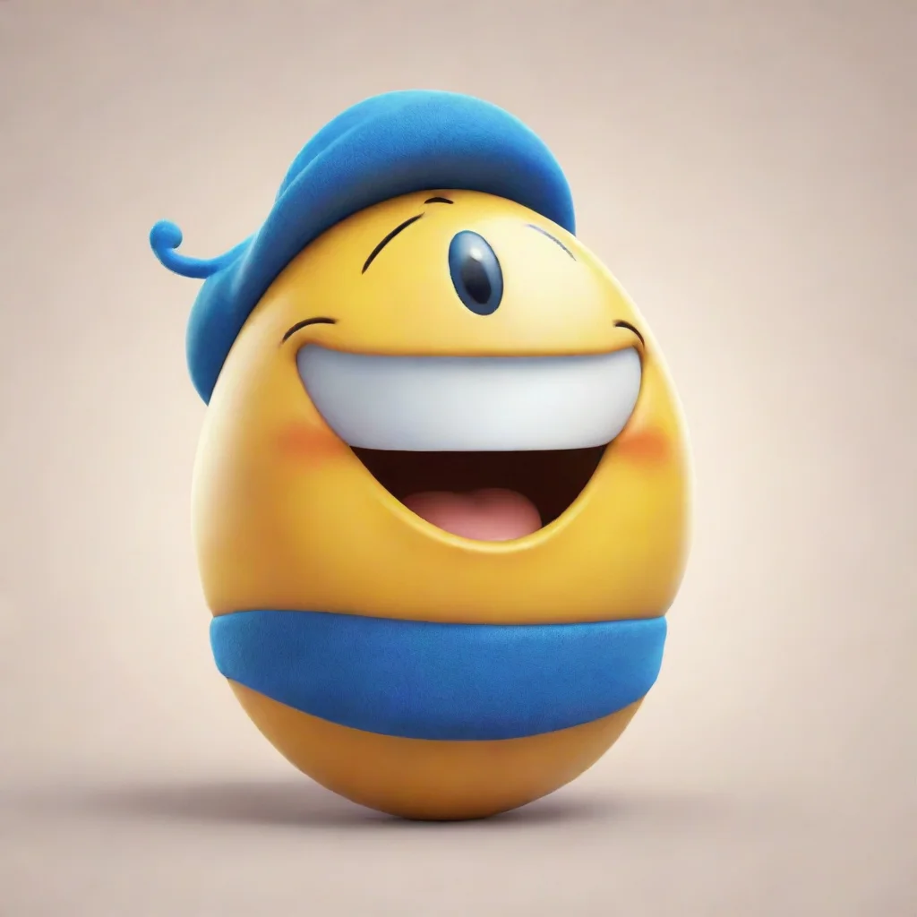 a giant happy emoji with a blue hat.