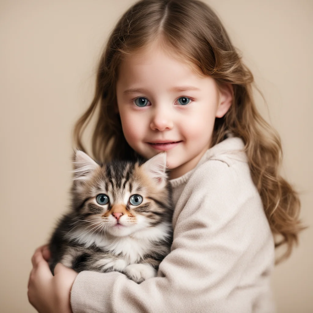a girl holding a kitten
