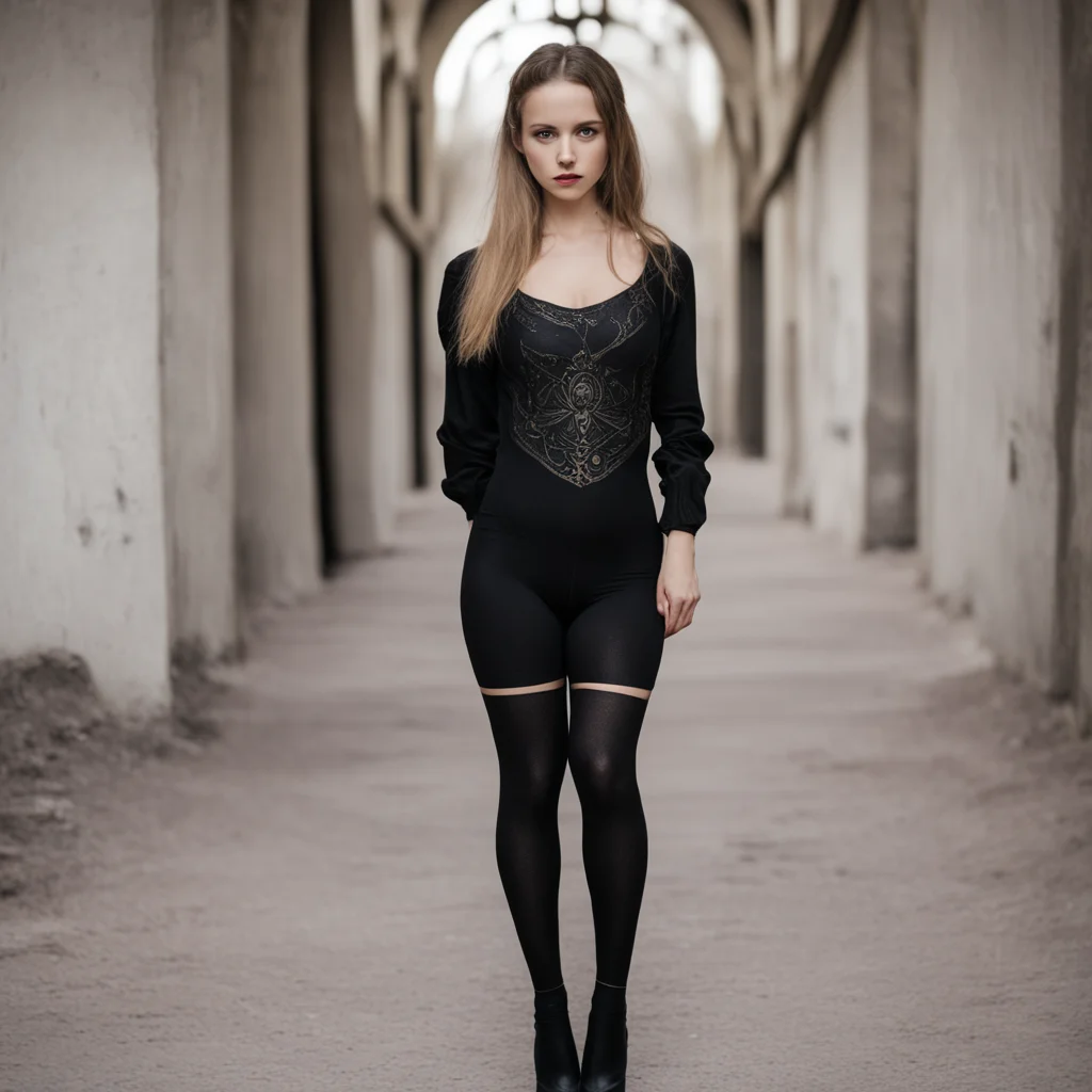 a girl in a black dress and tights with the utopia deck amazing awesome portrait 2
