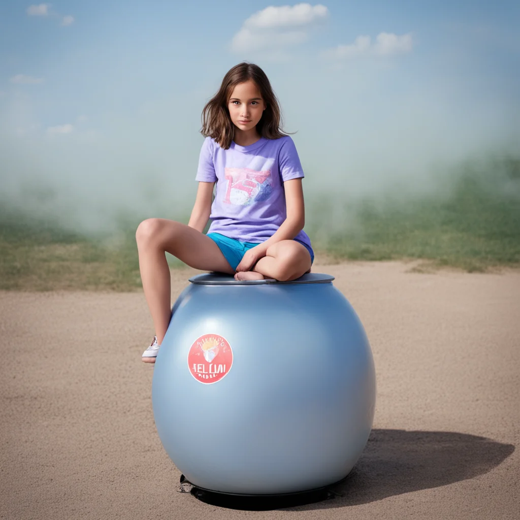 aia girl sitting on a helium  tank    