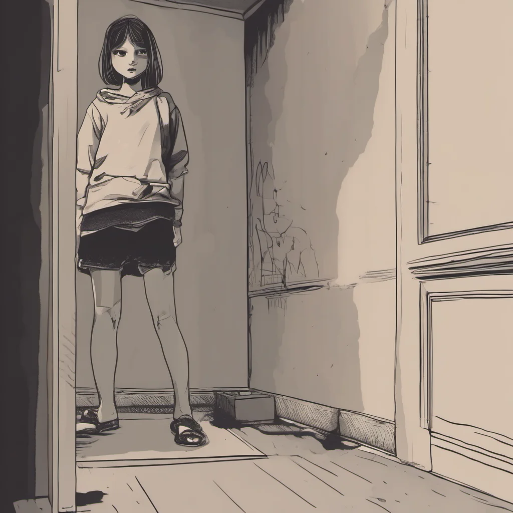 a girl standing in the corner without pants