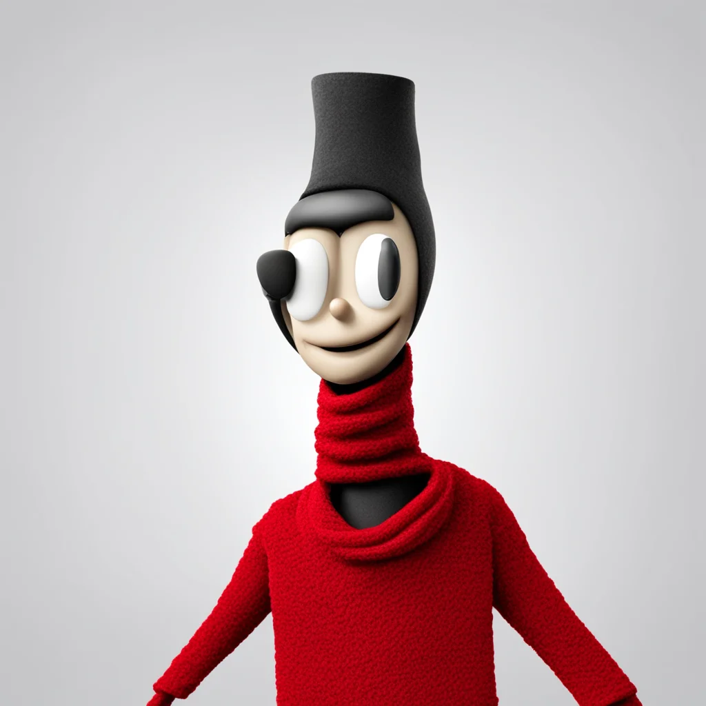 a goofy canadian stickman with a red scarf on the neck