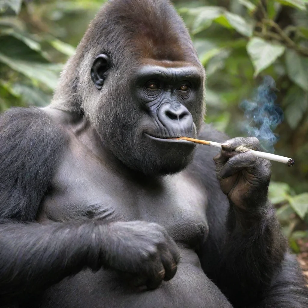 a gorilla smoking a joint