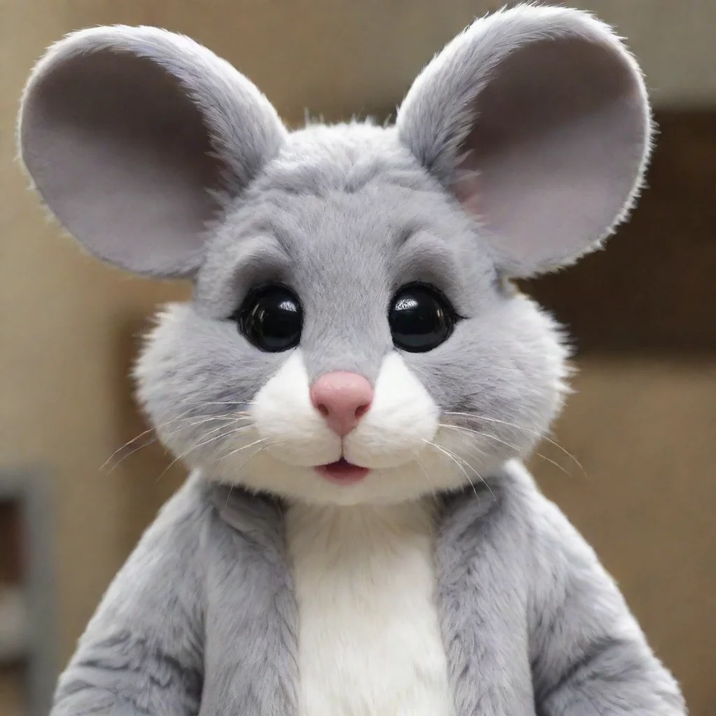 a grey mouse fursuit