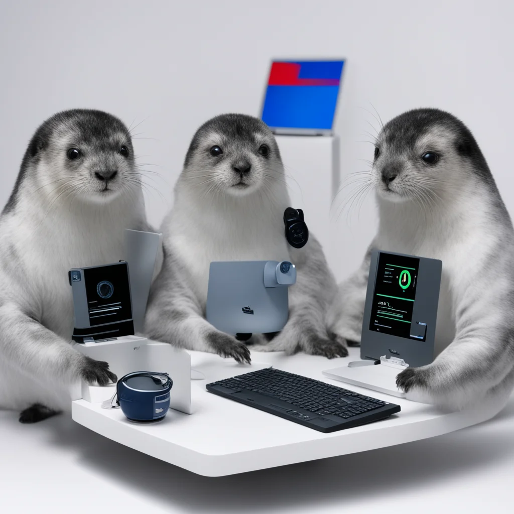 aia group of three seals using computers. one wears an epfl outfit%2C one an unil outfit%2C and one a heig vd outfit