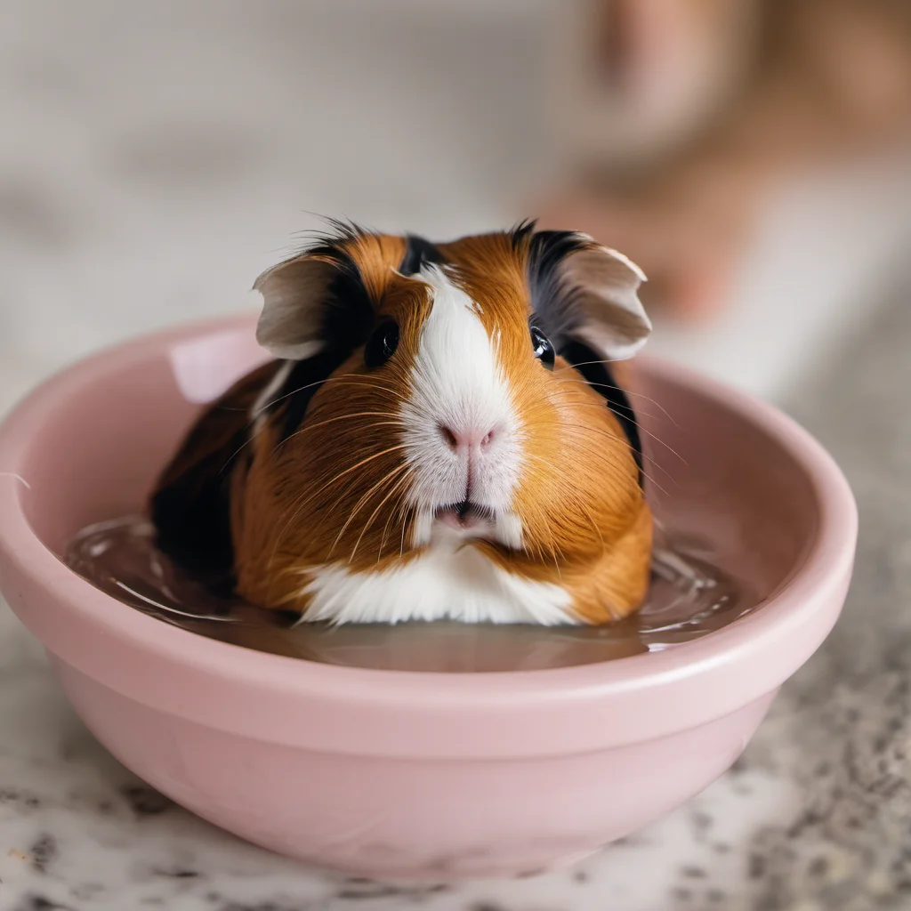 aia guinea pig doing the back stroke in a small bowl of water amazing awesome portrait 2
