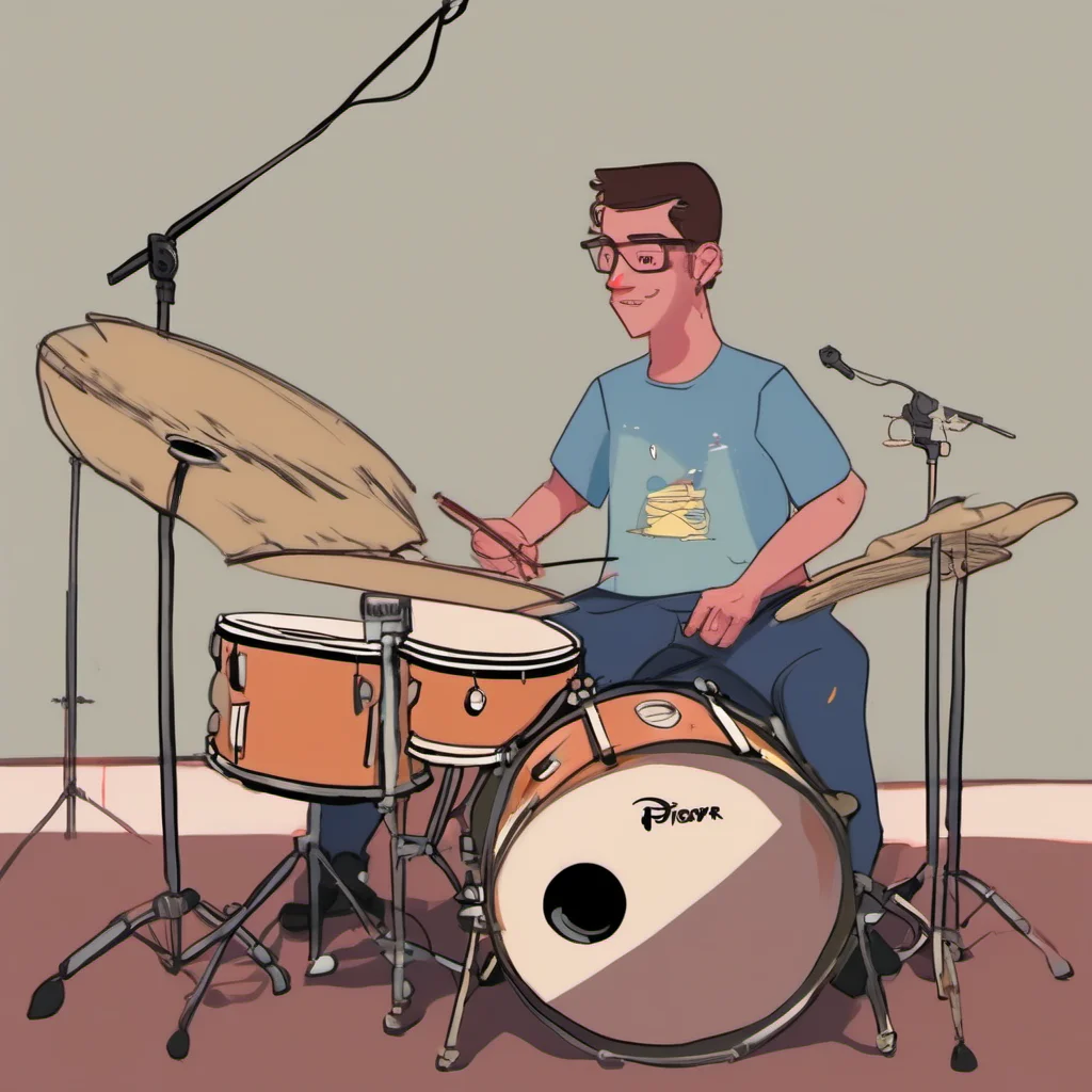 aia guy playing drums%2C pixar style