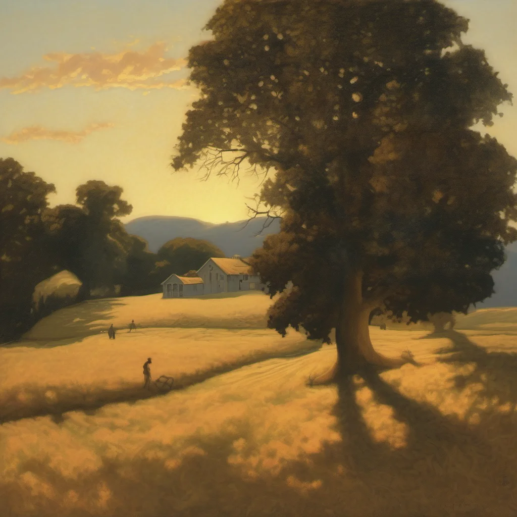 a hayfield in the late afternoon in the style of maxfield parrish  confident engaging wow artstation art 3
