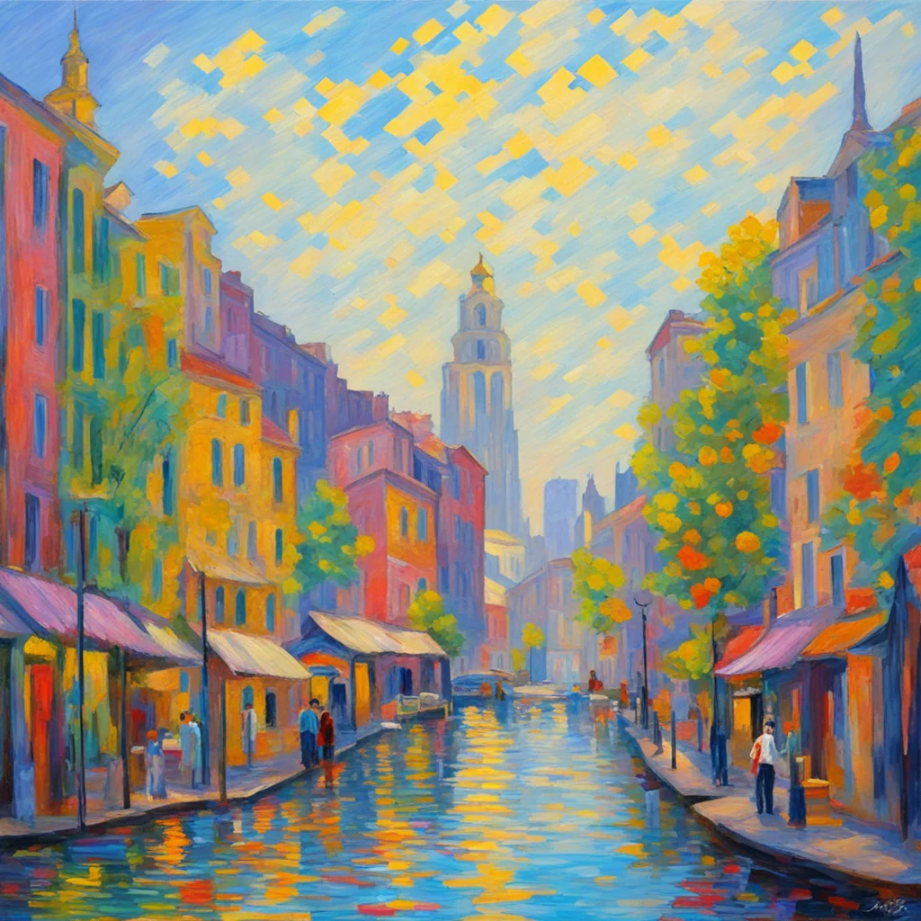 a landscape of city life in the style of monet confident engaging wow artstation art 3