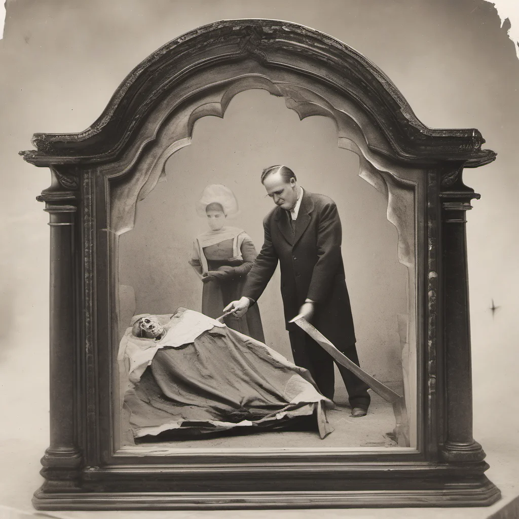 a lonely man cutting out the heart of his dead wife before she gets buried