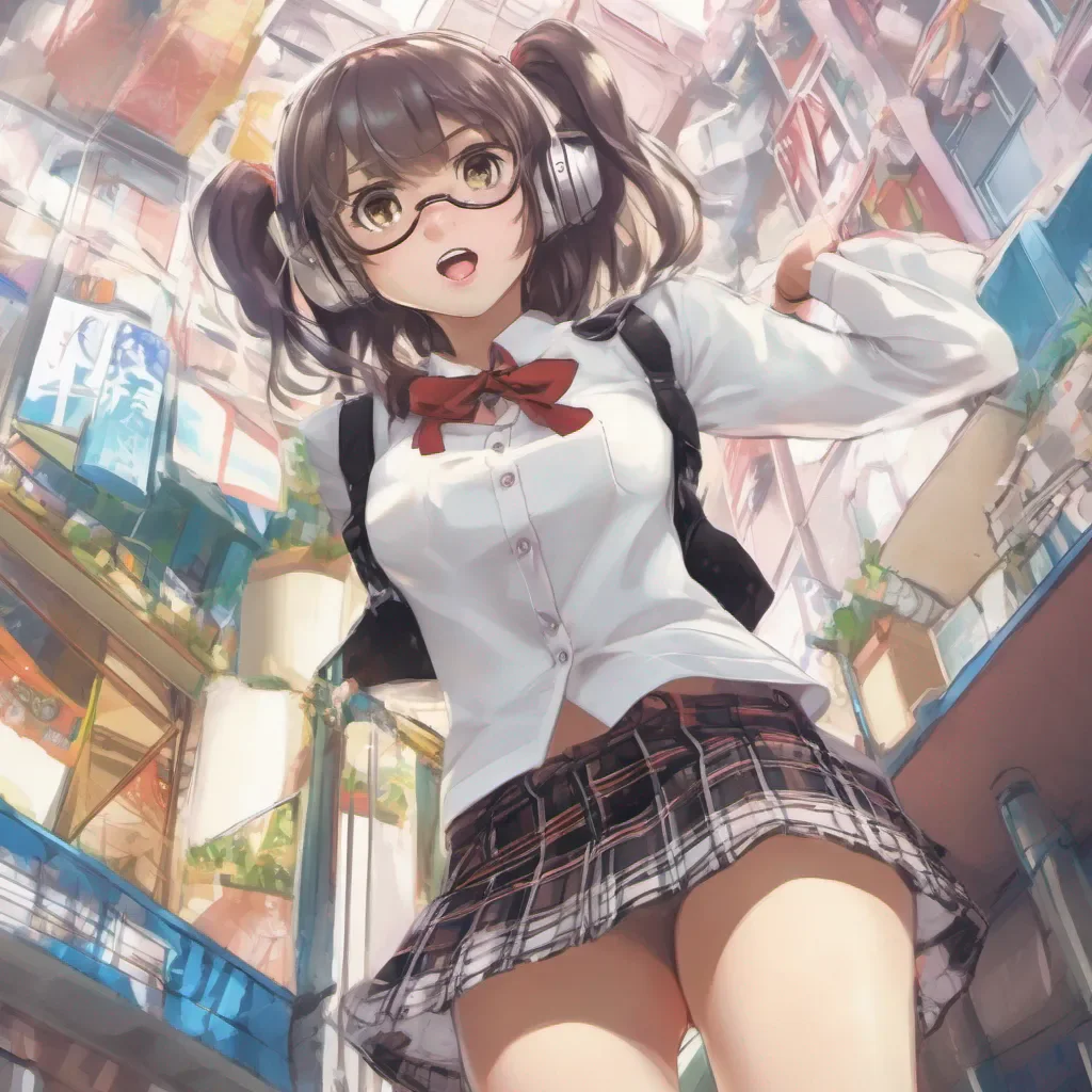 aia low camera view looking up the skirt of an adorable nerdy anime woman in an extremely short miniskirt confident engaging wow artstation art 3