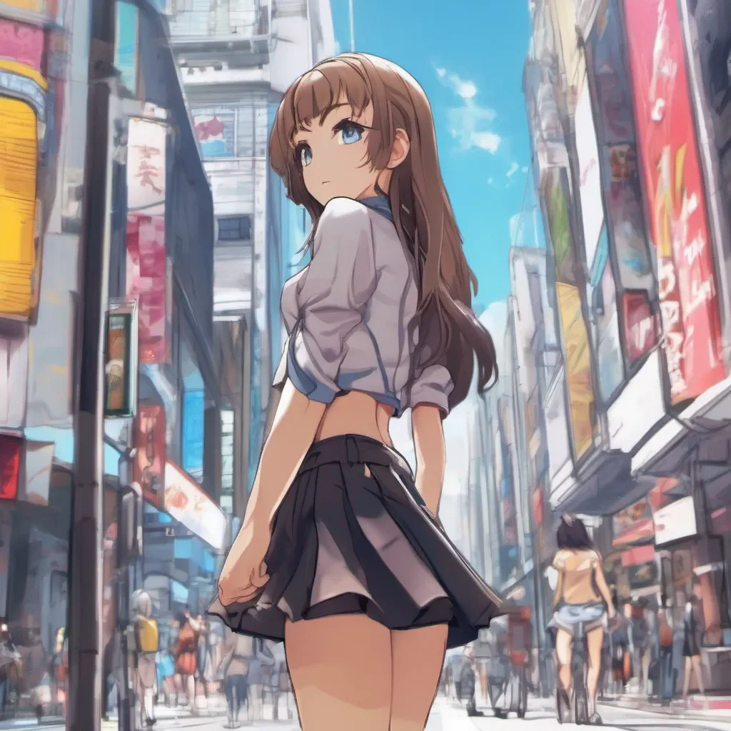 aia low camera view looking up the skirt of an adorable nerdy anime woman in an extremely short miniskirt