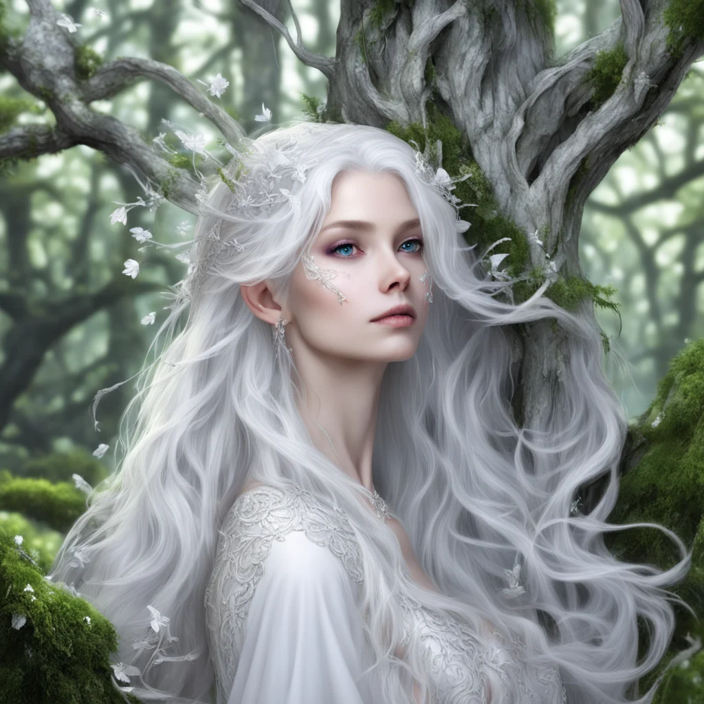 aia magical tree%2C completely hollow  a shiny white fae lady with beautiful silver hair confident engaging wow artstation art 3