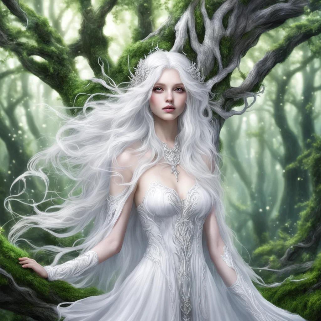 aia magical tree%2C completely hollow  a shiny white fae lady with beautiful silver hair good looking trending fantastic 1