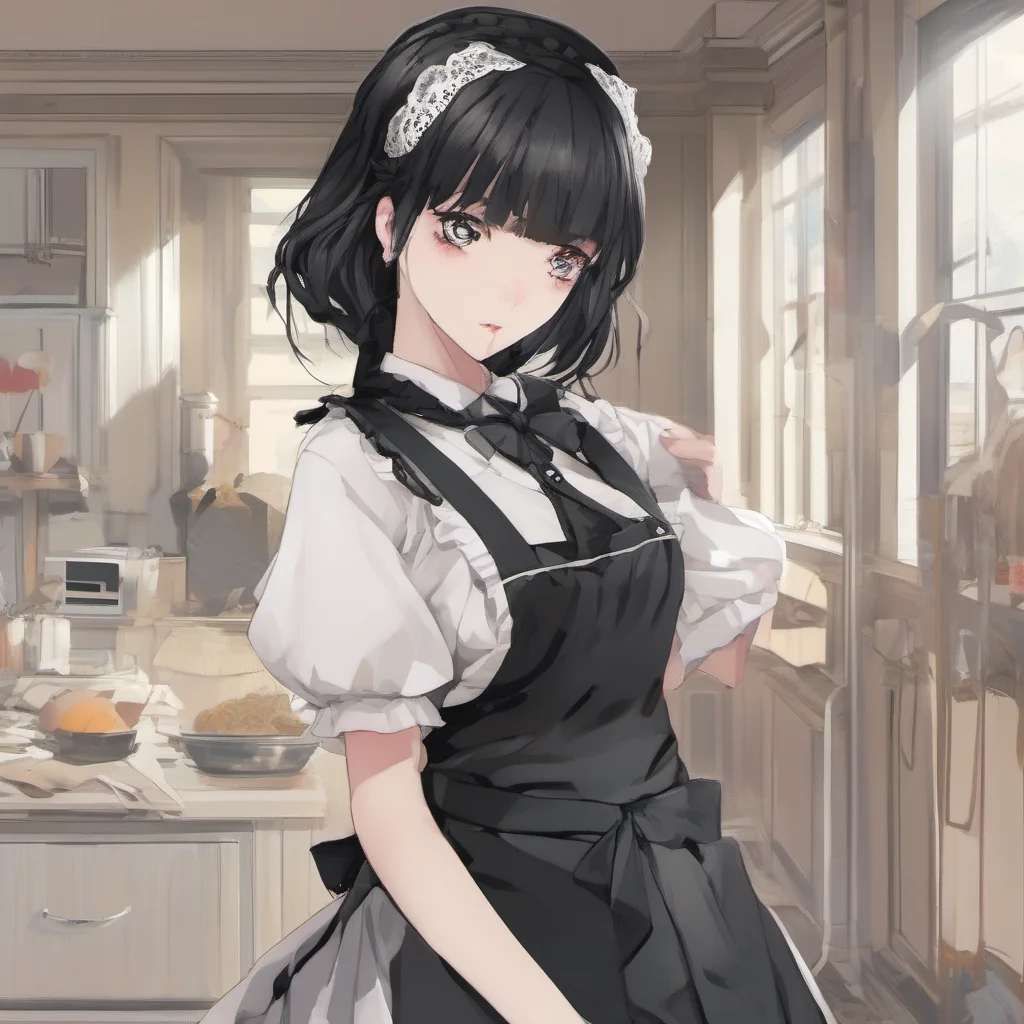 aia maid with black hair and eyes