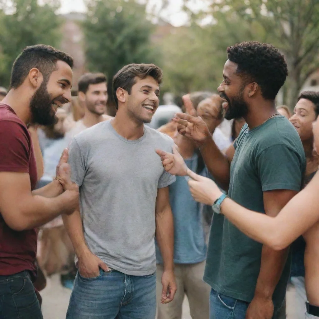 a man hanging out with friends