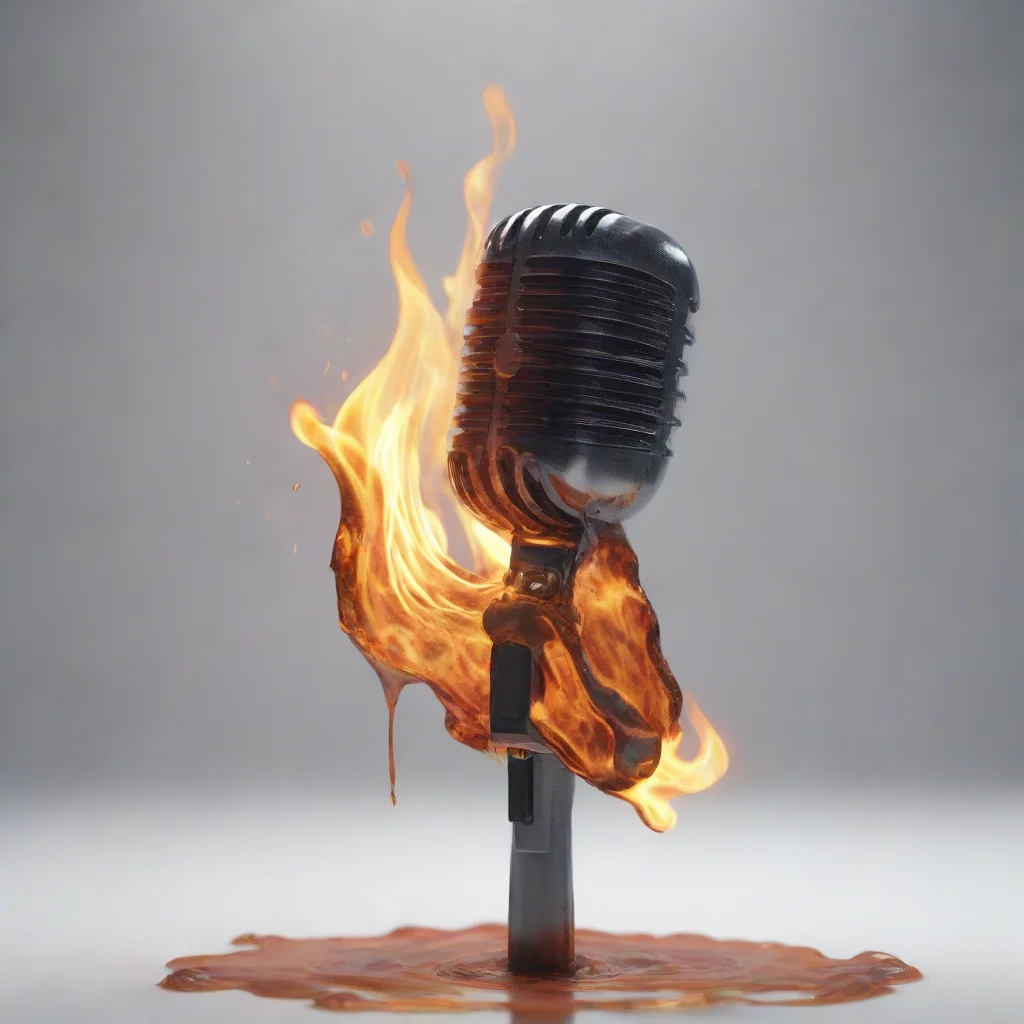 a microphone melting from fire render 8k