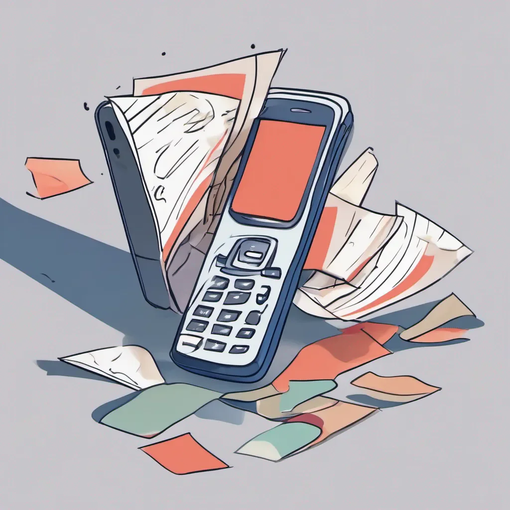 aia mobile phone with screen shown with several pieces of paper seeming to curve into it cartoon style amazing awesome portrait 2