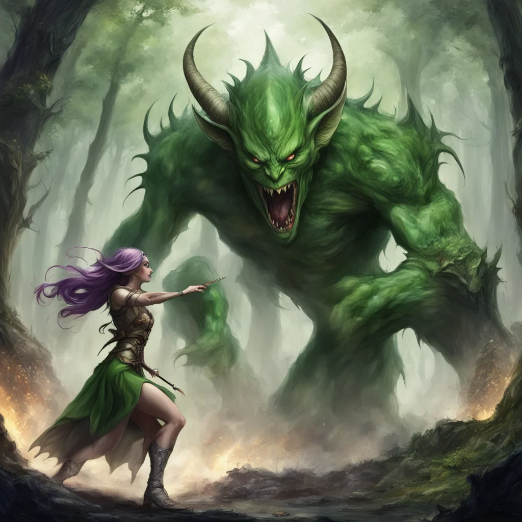 aia monster attacks elven princess confident engaging wow artstation art 3