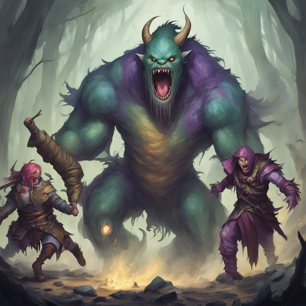 a monster attacks party of adventurers amazing awesome portrait 2