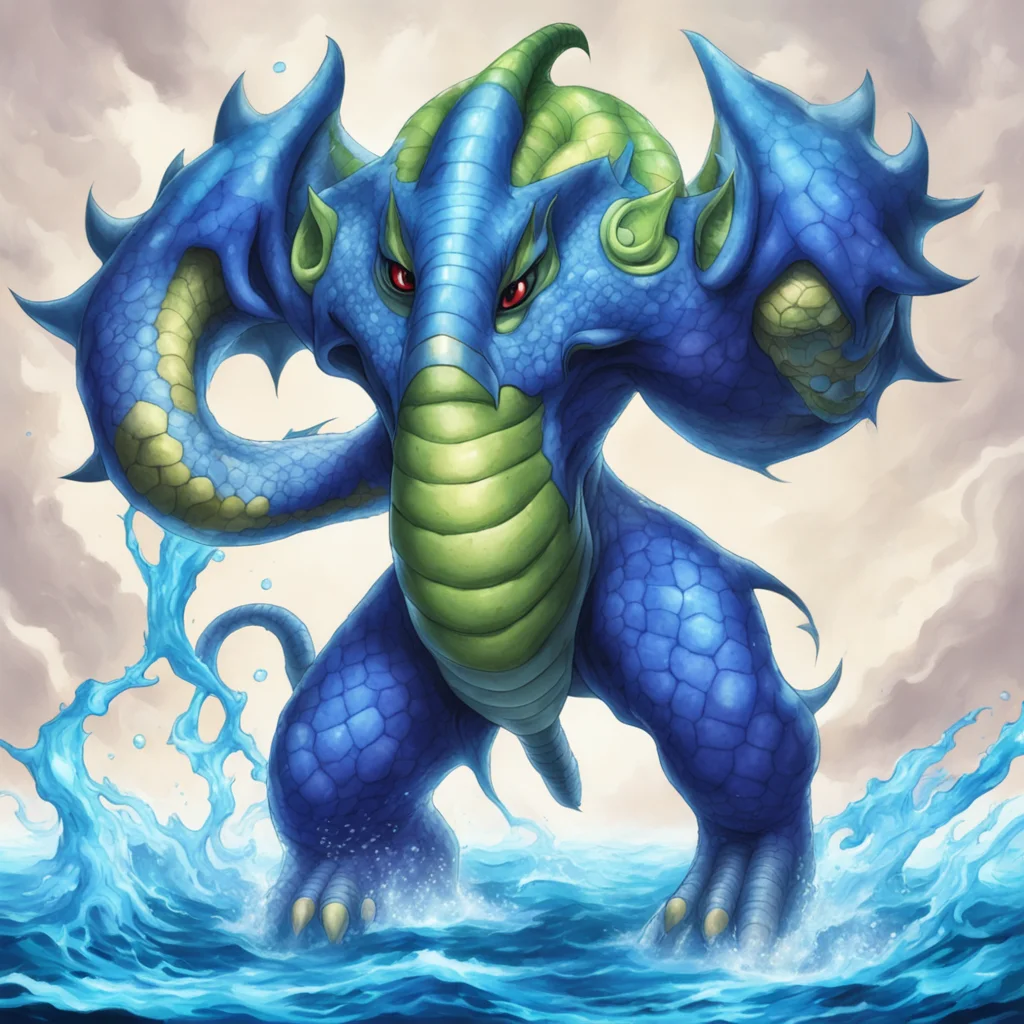 aia monster which based on an snake and an elephant%2C having a water wind elemental and the size was small. %2Cyugioh confident engaging wow artstation art 3