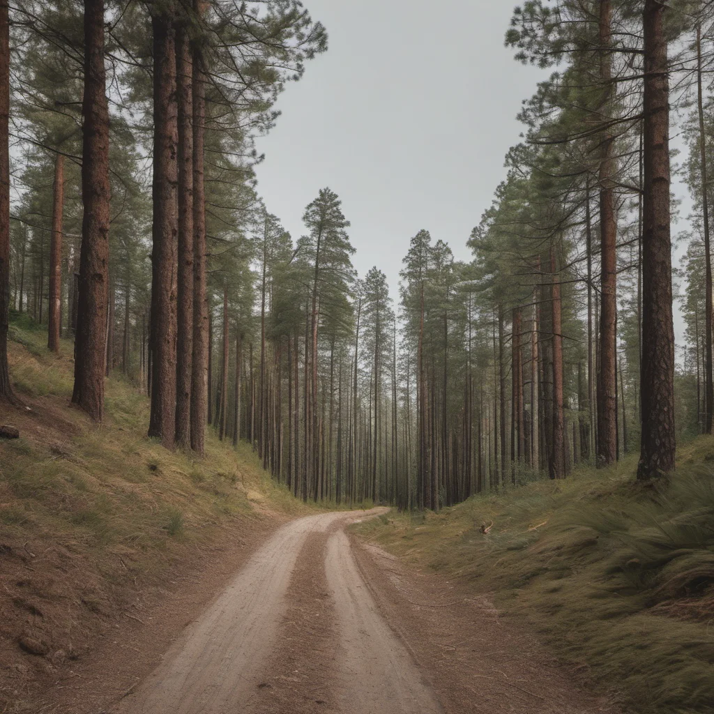aia narrow dirt road going through a forest of pine trees amazing awesome portrait 2