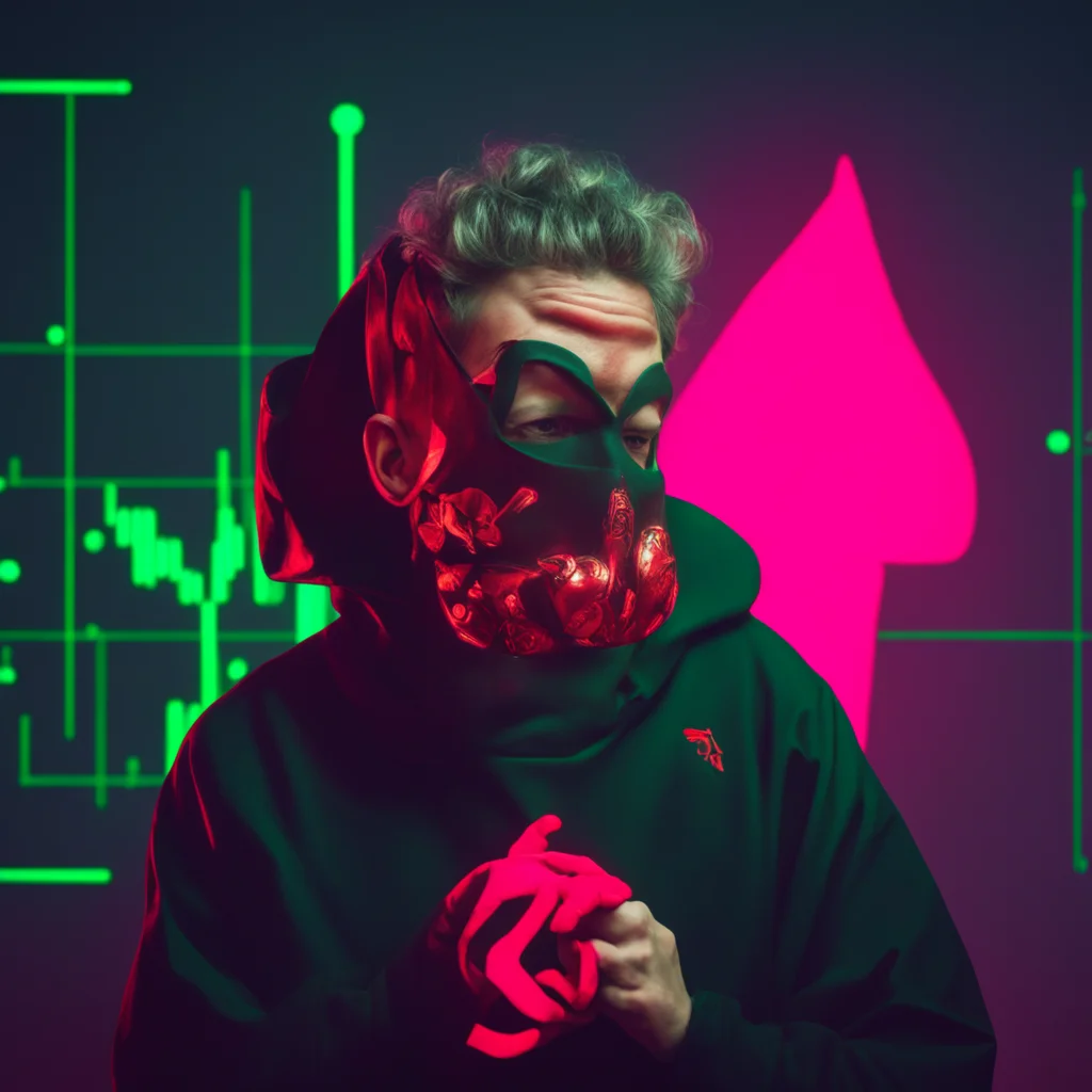 aia nervous squid game player with the %24squidgame logo on their face mask%2C watching a red candlestick on a crypto chart amazing awesome portrait 2