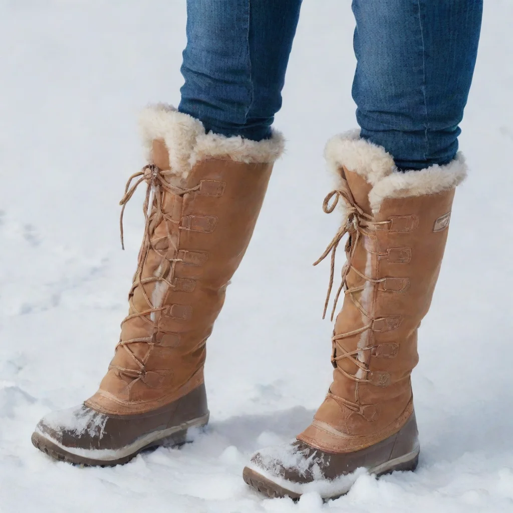 a pair of hands take off tall snow boots from a pair of female legs.