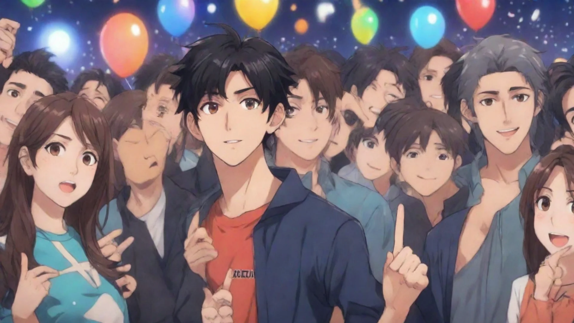 aia party of a boy name aditya in anime style wide