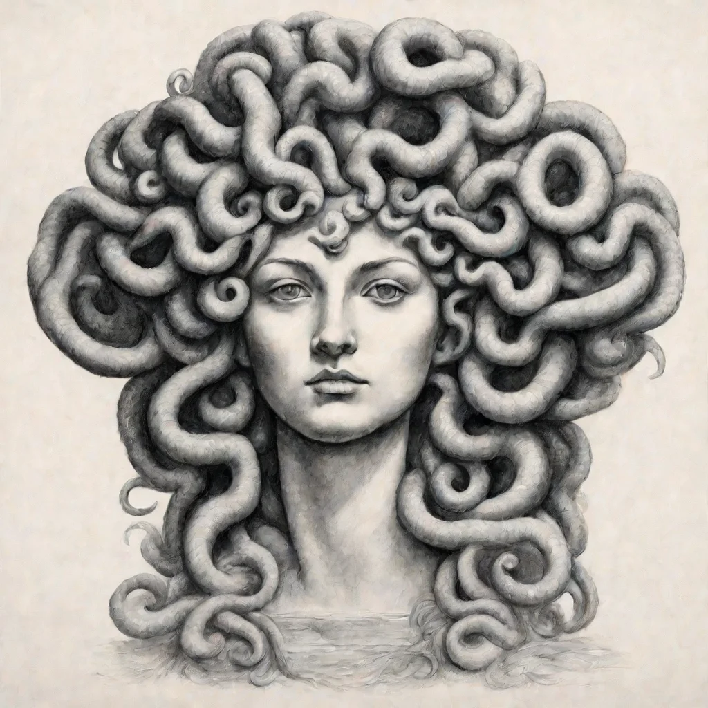 aia pencil drawing of a stone medusa in the style of luigi serafini confident engaging wow artstation art 3