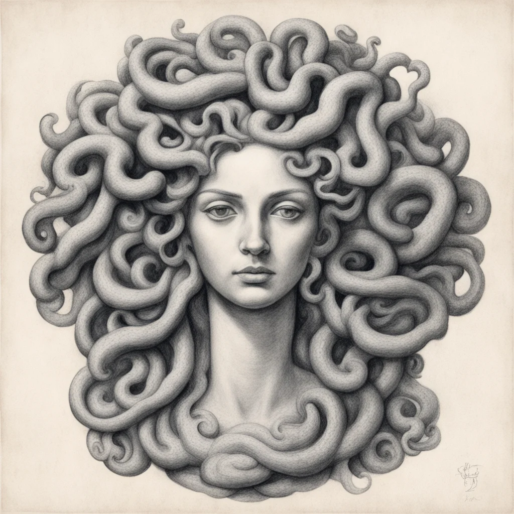 a pencil drawing of a stone medusa in the style of luigi serafini good looking trending fantastic 1