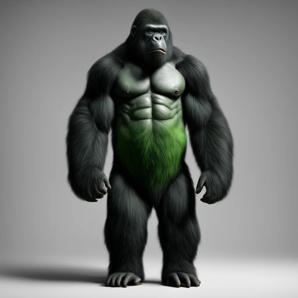 a perfect gorilla standing 20mm shot full body dim soft light ultra detailed hyper realistic green fur cinematic confident engaging wow artstation art 3