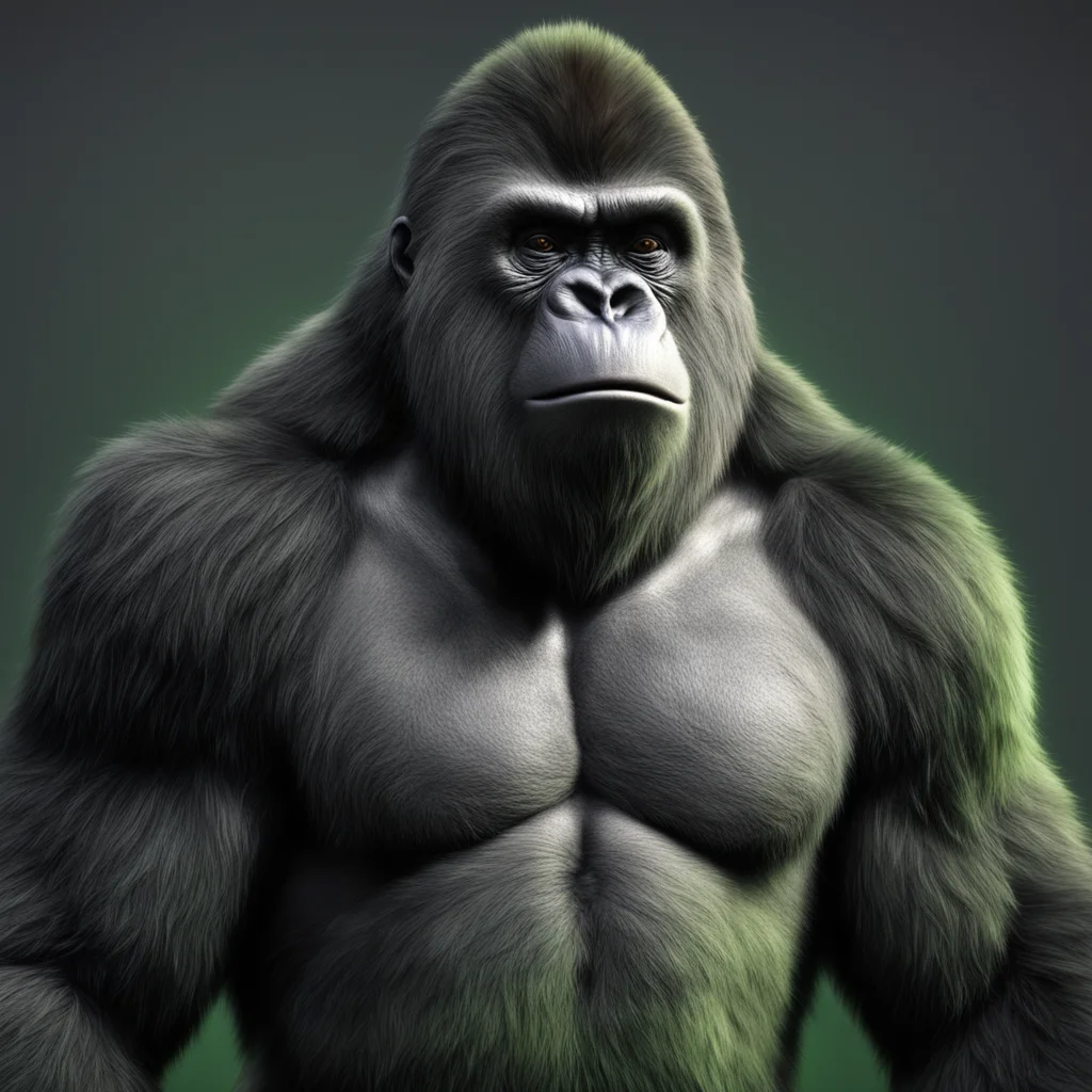 a perfect gorilla standing 20mm shot full body dim soft light ultra detailed hyper realistic green fur cinematic