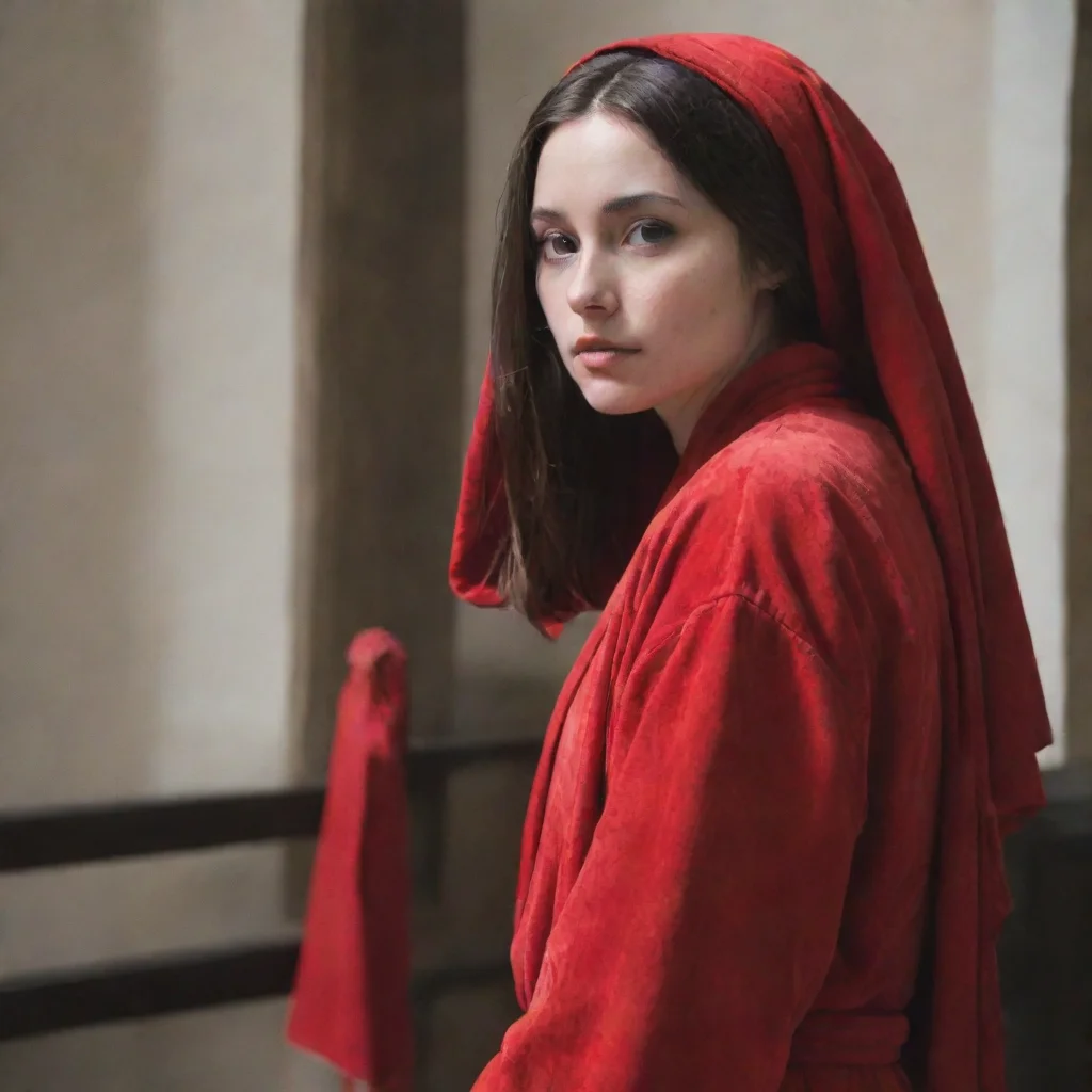 a person in a blood red robe