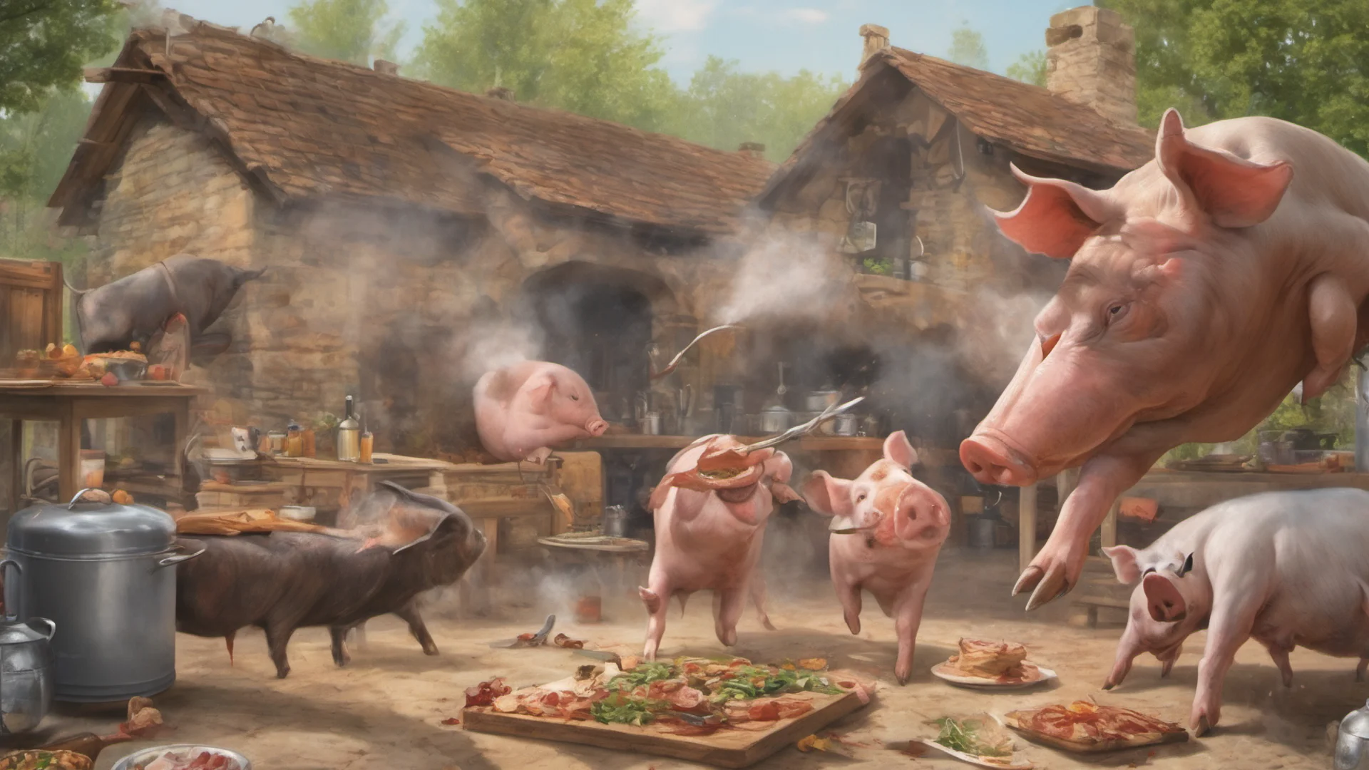 aia pig fighting a bull who is more delicious at an outdoor kitchen good looking trending fantastic 1 wide